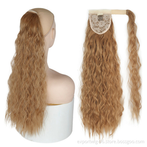 Synthetic Artificial Ponytail Clip In Ponytail Extensions Natural Curly Pony Tail Hair Extensions Corn Wavy Long Ponytail Hair